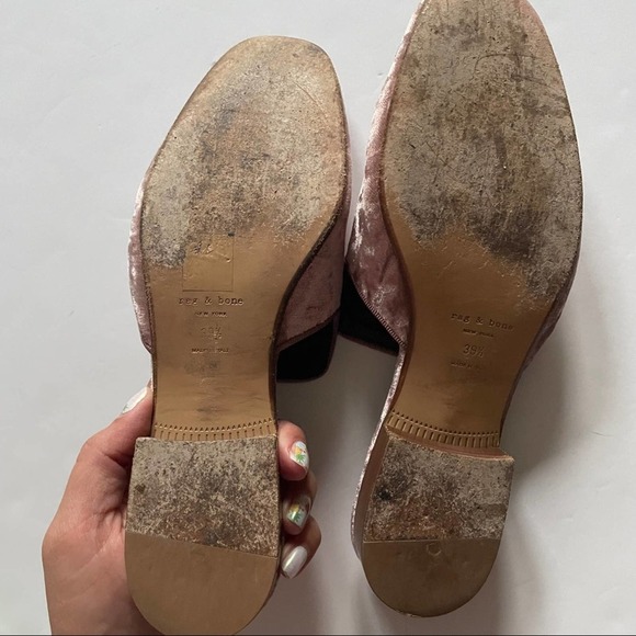 Rag & Bone Light Pink Crushed Velvet Slip On Mules 9.5 10 - Picture 9 of 11
